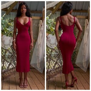 NWT Mirror Palais Red Naomi Supermodel Midi Maxi Dress size Small
